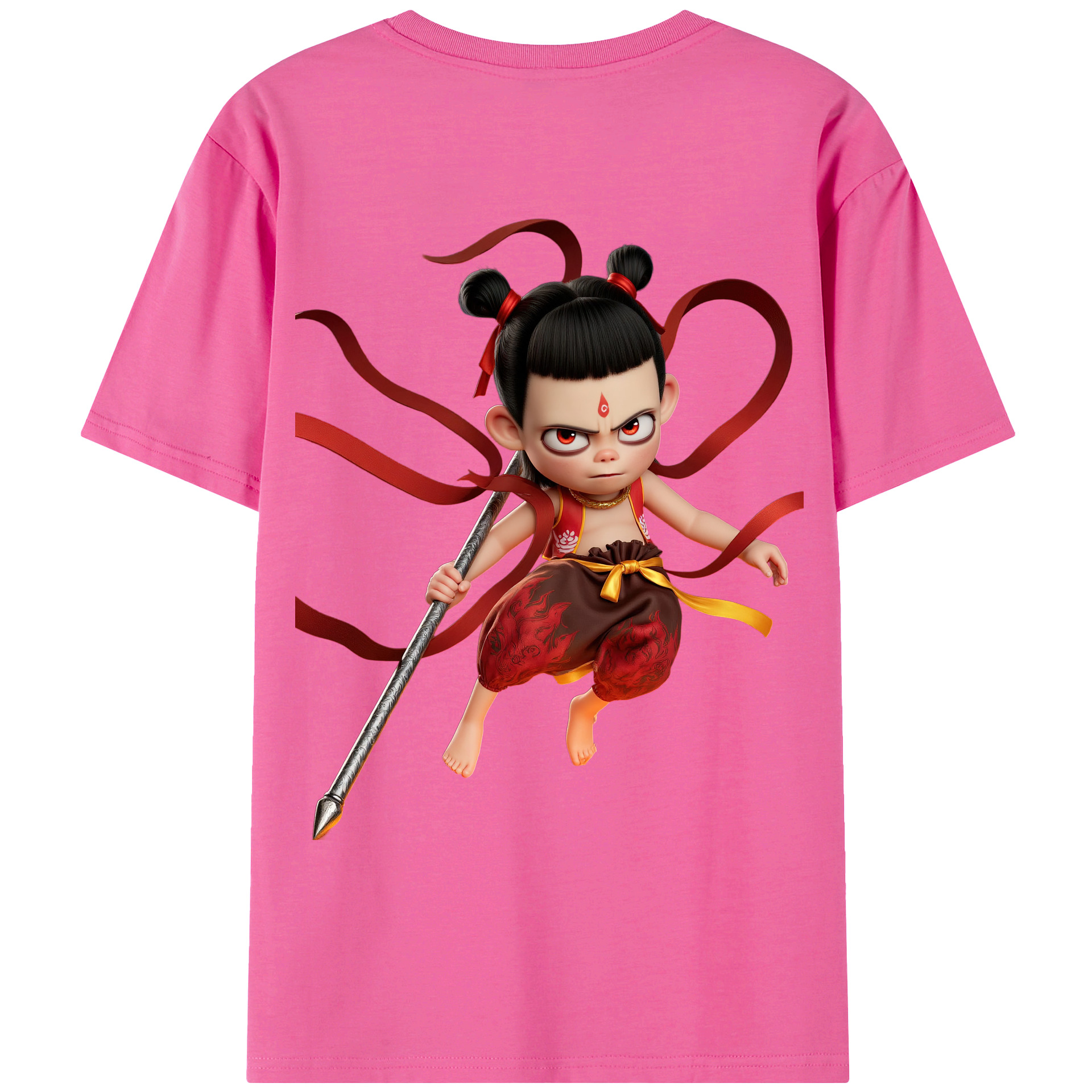 （画像用） Ne Zha 2 ナタ 魔童の大暴れ レディース半袖Tシャツ(バックプリント)